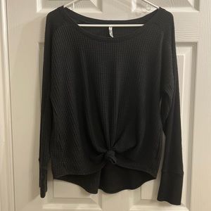 Log sleeve, sweater with front knot tie